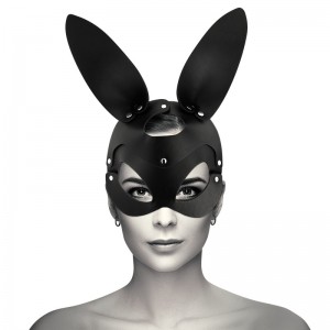 Maschera in finta pelle nera con orecchie da coniglio di COQUETTE