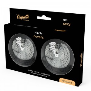Silver sequin nipple covers by COQUETTE CHIC DESIRE