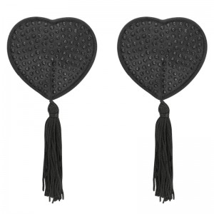 Black heart-shaped nipple covers with strass by COQUETTE CHIC DESIRE