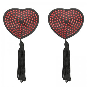 Black heart-shaped nipple covers with red strass by COQUETTE CHIC DESIRE