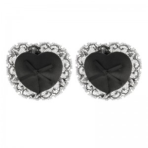 Black heart-shaped nipple covers with lace by COQUETTE CHIC DESIRE