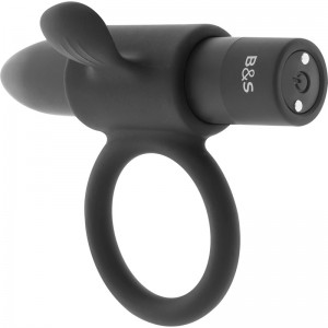 Phallic ring with vibrating stimulator "CAMERON" black by BLACK&SILVER