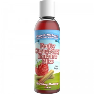 Strawberry and rhubarb scented massage oil with heat effect 150 ml by VINCE & MICHAEL'S