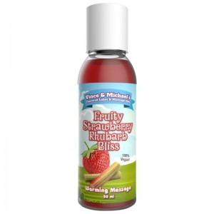 Strawberry and rhubarb scented massage oil with heat effect 50 ml by VINCE & MICHAEL'S