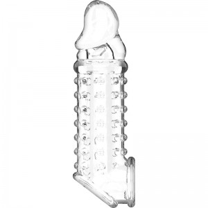 Penis extender with stimulating pads V11 15.5 cm transparent by VIRILXL
