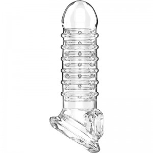 Penis extender with stimulating pads V15 15.5 cm transparent by VIRILXL