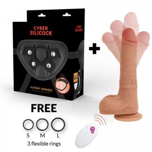 Harness with MR RICK Vibrating Phallus and Remote Control by CYBER SILICOCK