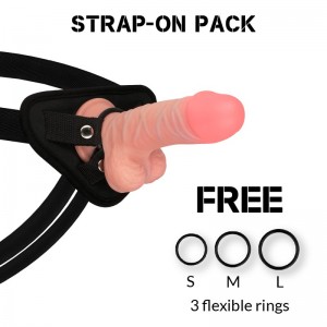 Strap-on harness with realistic double-density dildo PANZER 17 cm by ROCK ARMY