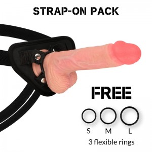 Strap-on harness with realistic silicone dildo SPITFIRE 21 cm by ROCK ARMY