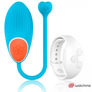 Light blue/white vibrating egg with remote control WATCHME by WEARWATCH