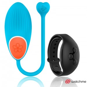 Light blue/black vibrating egg with remote control WATCHME by WEARWATCH