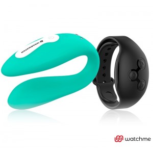 WATCHME Aquamarine/Black Dual Vibrator with Remote Control by WEARWATCH