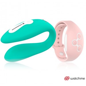 WATCHME Aquamarine/Pink Remote Control Dual Vibrator by WEARWATCH