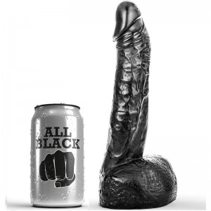 ALL BLACK 20 cm realistic phallus with veins and testicles