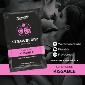 Strawberry flavored kissable water base lubricating gel 10 ml by COQUETTE