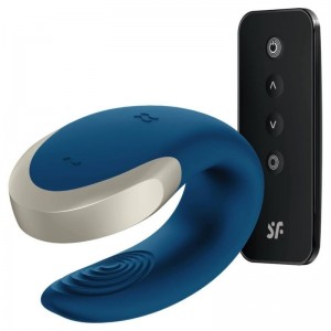 DOUBLE LOVE LUXURY Blue double vibrator for couples by SATISFYER