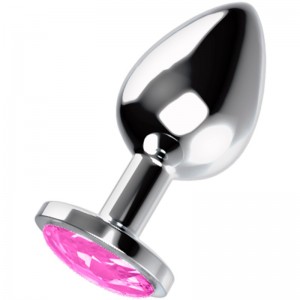 Metal anal plug Size S with pink gemstone by OHMAMA