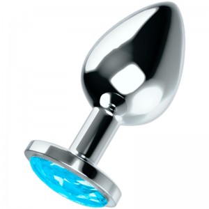 Metal anal plug Size S with blue gemstone by OHMAMA