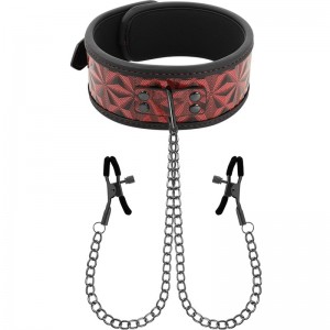 Collar with chain and nipple clamps by BEGME RED EDITION