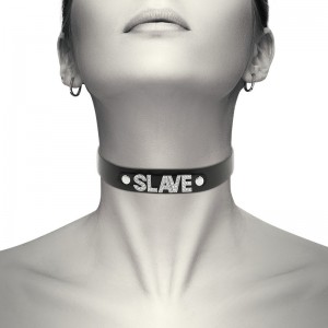 Faux leather choker with "SLAVE" inscription by COQUETTE