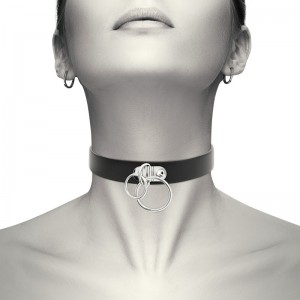 Faux leather choker with double ring from COQUETTE