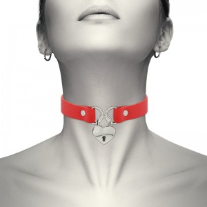 Red necklace with heart-shaped padlock from COQUETTE