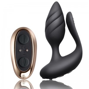 Plug and vibrator for couples with remote control COCKTAIL Black by ROCKS-OFF