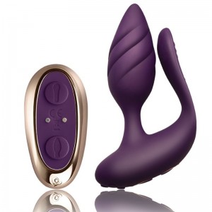 Vaginal plug and stimulator for couples with remote control COCKTAIL purple by ROCKS-OFF