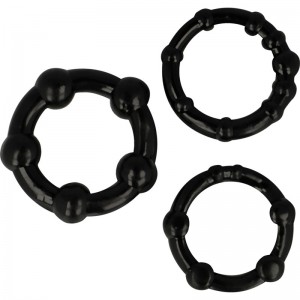 Set of 3 phallic rings with silicone balls by OHMAMA