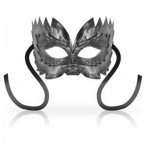 Venetian mask with silver-colored reliefs by OHMAMA