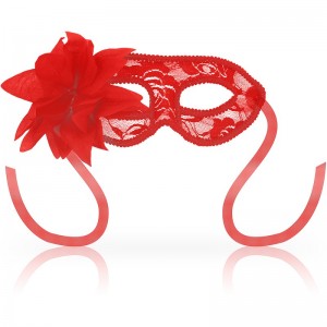 Maschera elegante in pizzo rosso con fiore di OHMAMA