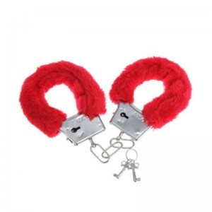 Metal handcuffs with red fur by DIABLO PICANTE