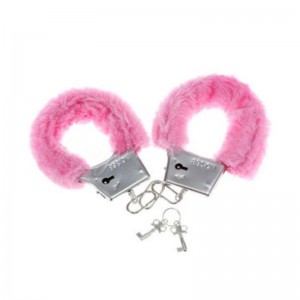 Metal handcuffs with pink fur by DIABLO PICANTE