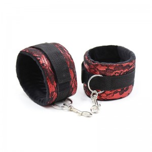 Red/Black Velvet Lace Handcuffs by OHMAMA FETISH