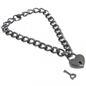 Dark stainless steel collar with padlock by OHMAMA FETISH
