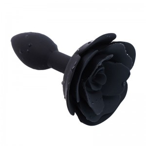 Silicone anal plug with black rose OHMAMA FETISH