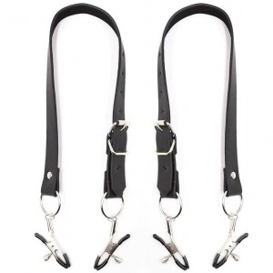 Clitteral clamps with straps for attaching lips and legs by OHMAMA FETISH