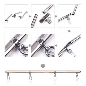 Spreader detachable metal bar with 4 hooks by OHMAMA FETISH