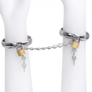 Metal cuffs with chain and padlocks by OHMAMA FETISH