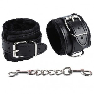 Faux leather cuffs lined with fur by OHMAMA FETISH