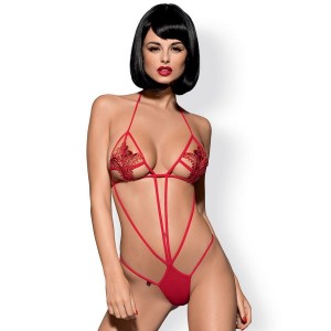 Erotic bodysuit made of soft laces from the LUIZA Red Collection Size S/M by OBSESSIVE