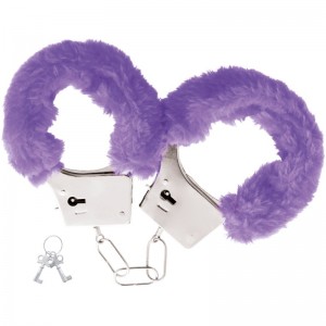 Metal handcuffs with purple fur by OHMAMA FETISH