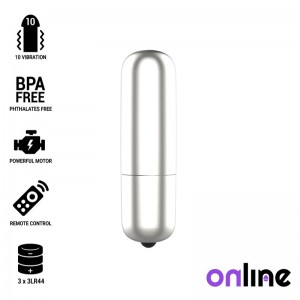 Silver-colored Mini Vibrating Bullet from ONLINE