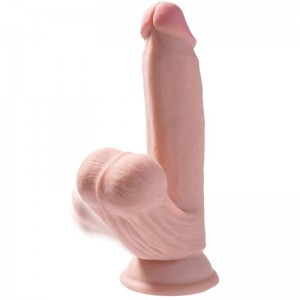 PIPEDREAM's 15.2-cm triple-density realistic dildo with swinging testicles KING COCK PLUS