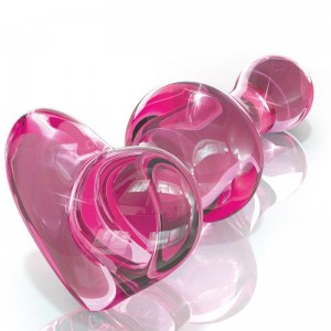 Glass anal plug with pink heart ICICLES N°75 by PIPEDREAM