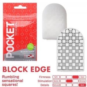 BLOCKED EDGE portable disposable masturbator from TENGA's POCKET series