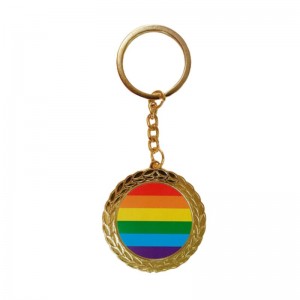 PRIDE round keychain with LGBT flag