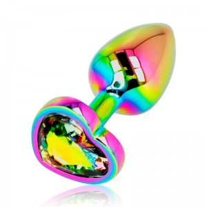 Iridescent metal anal plug Size S with heart by OHMAMA