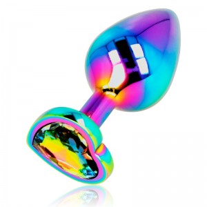 Plug anale in metallo iridescente Taglia M con cuore di OHMAMA