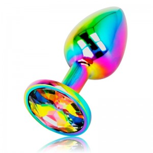 Plug anale in metallo iridescente Taglia M con gemma di OHMAMA